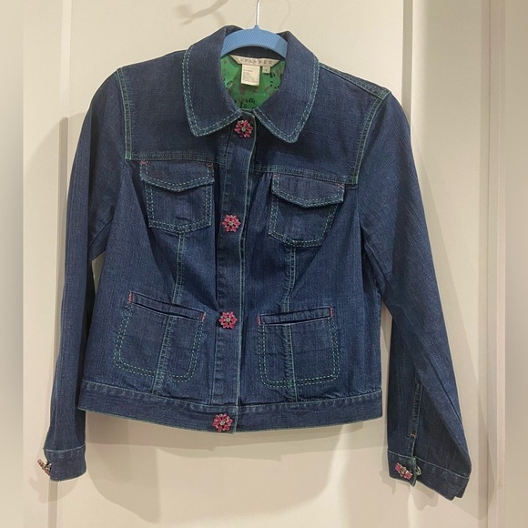 Spanner Jean Jacket Size 4 Embellished With Brooches - Picture 2 of 10
